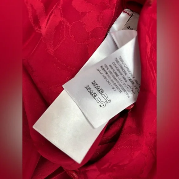 Attico Size 42 (size 6) Red Jacquard Ruffle Maxi Dress - Picture 10 of 11